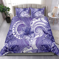 Polynesian Hibiscus Flower Tribal Bedding Set Violet Color
