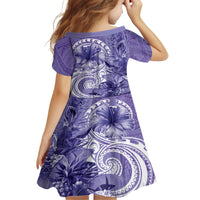 Polynesian Hibiscus Flower Tribal Family Matching Tank Maxi Dress and Hawaiian Shirt Violet Color LT9 - Polynesian Pride