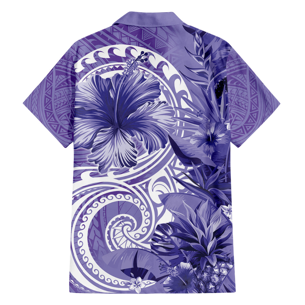 Polynesian Hibiscus Flower Tribal Family Matching Tank Maxi Dress and Hawaiian Shirt Violet Color LT9 - Polynesian Pride