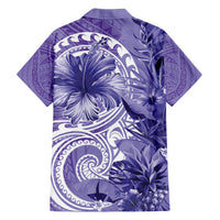 Polynesian Hibiscus Flower Tribal Family Matching Tank Maxi Dress and Hawaiian Shirt Violet Color LT9 - Polynesian Pride