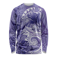 Polynesian Hibiscus Flower Tribal Long Sleeve Shirt Violet Color LT9 Unisex Violet - Polynesian Pride