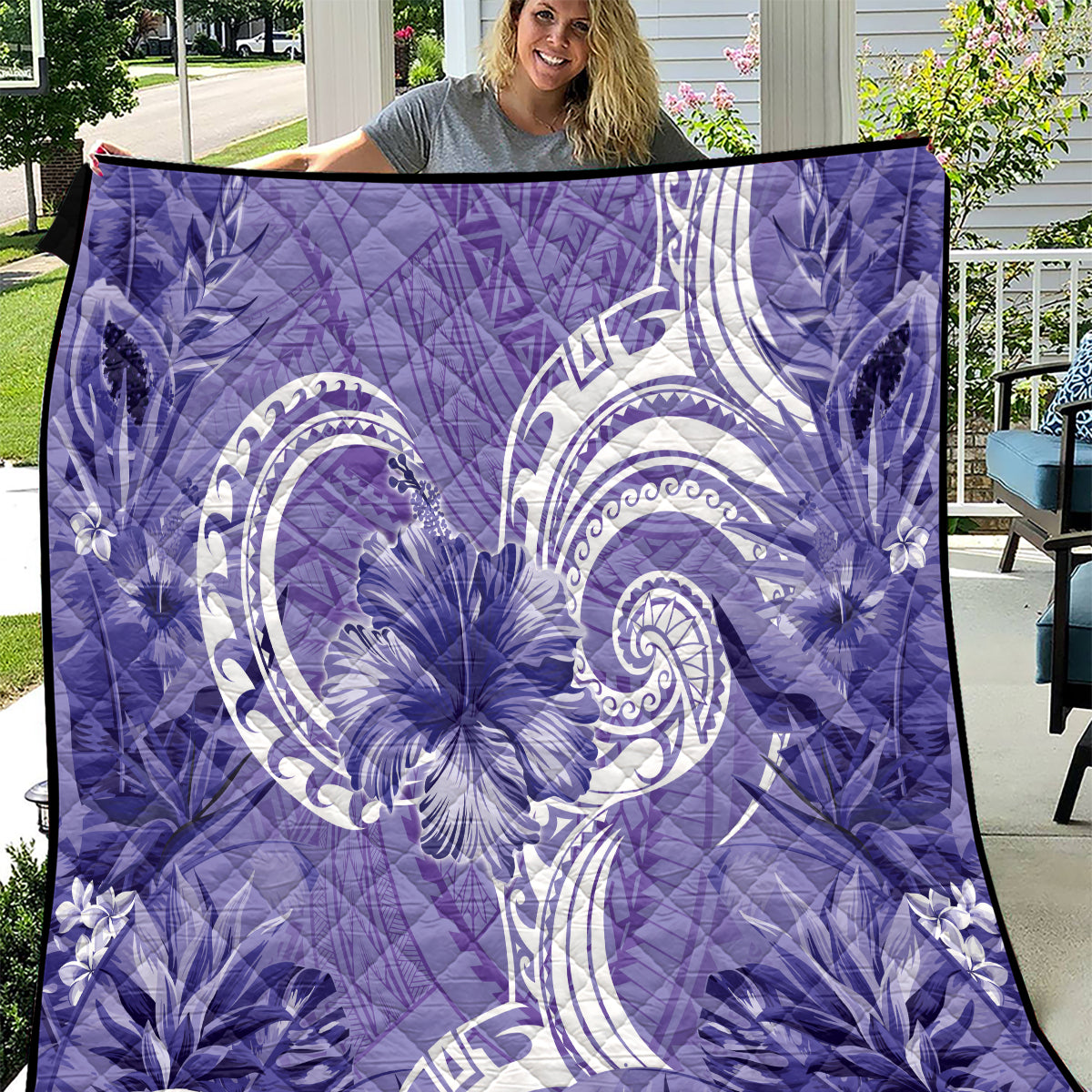Polynesian Hibiscus Flower Tribal Quilt Violet Color LT9 Violet - Polynesian Pride