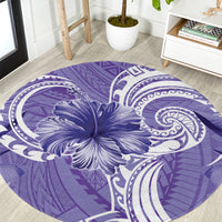 Polynesian Hibiscus Flower Tribal Round Carpet Violet Color LT9 Violet - Polynesian Pride
