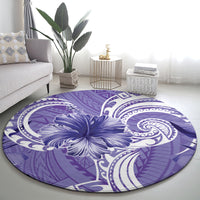 Polynesian Hibiscus Flower Tribal Round Carpet Violet Color LT9 - Polynesian Pride