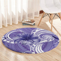 Polynesian Hibiscus Flower Tribal Round Carpet Violet Color LT9 - Polynesian Pride