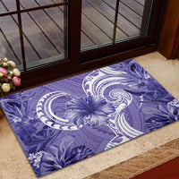 Polynesian Hibiscus Flower Tribal Rubber Doormat Violet Color LT9 - Polynesian Pride