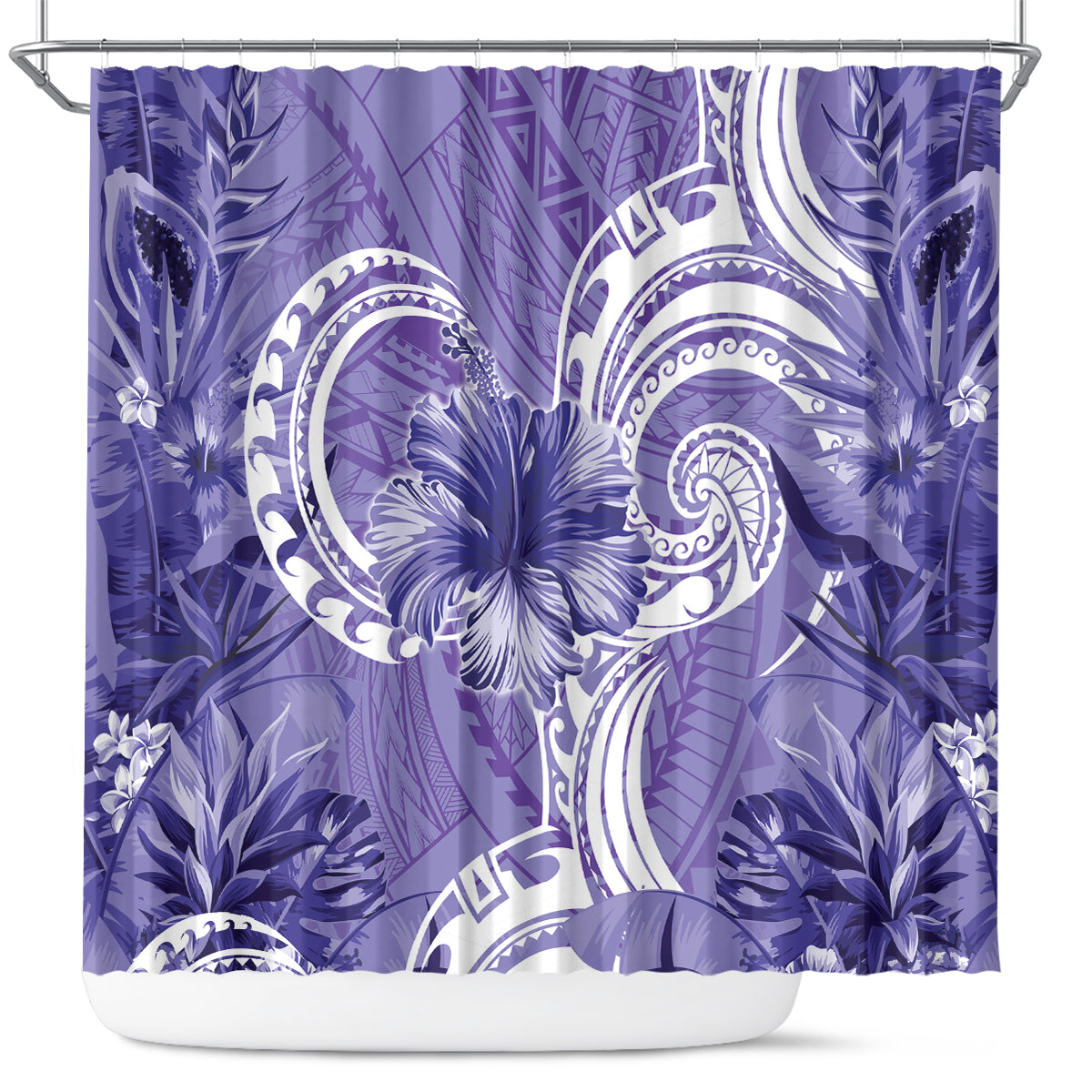 Polynesian Hibiscus Flower Tribal Shower Curtain Violet Color LT9 Violet - Polynesian Pride