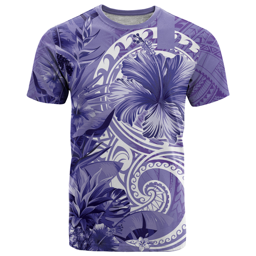 Polynesian Hibiscus Flower Tribal T Shirt Violet Color LT9 Violet - Polynesian Pride
