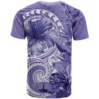Polynesian Hibiscus Flower Tribal T Shirt Violet Color