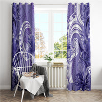 Polynesian Hibiscus Flower Tribal Window Curtain Violet Color LT9 - Polynesian Pride