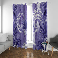 Polynesian Hibiscus Flower Tribal Window Curtain Violet Color LT9 With Grommets Violet - Polynesian Pride