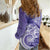 Polynesian Hibiscus Flower Tribal Women Casual Shirt Violet Color