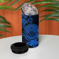 Blue Polynesian Tahiti Island 4 in 1 Can Cooler Tumbler The Wave of Water
