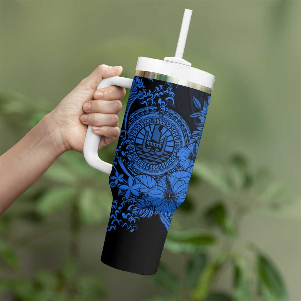 Blue Polynesian Tahiti Island Tumbler With Handle The Wave of Water