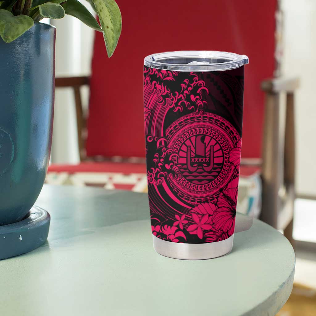 Pink Polynesian Tahiti Island Tumbler Cup The Wave of Water