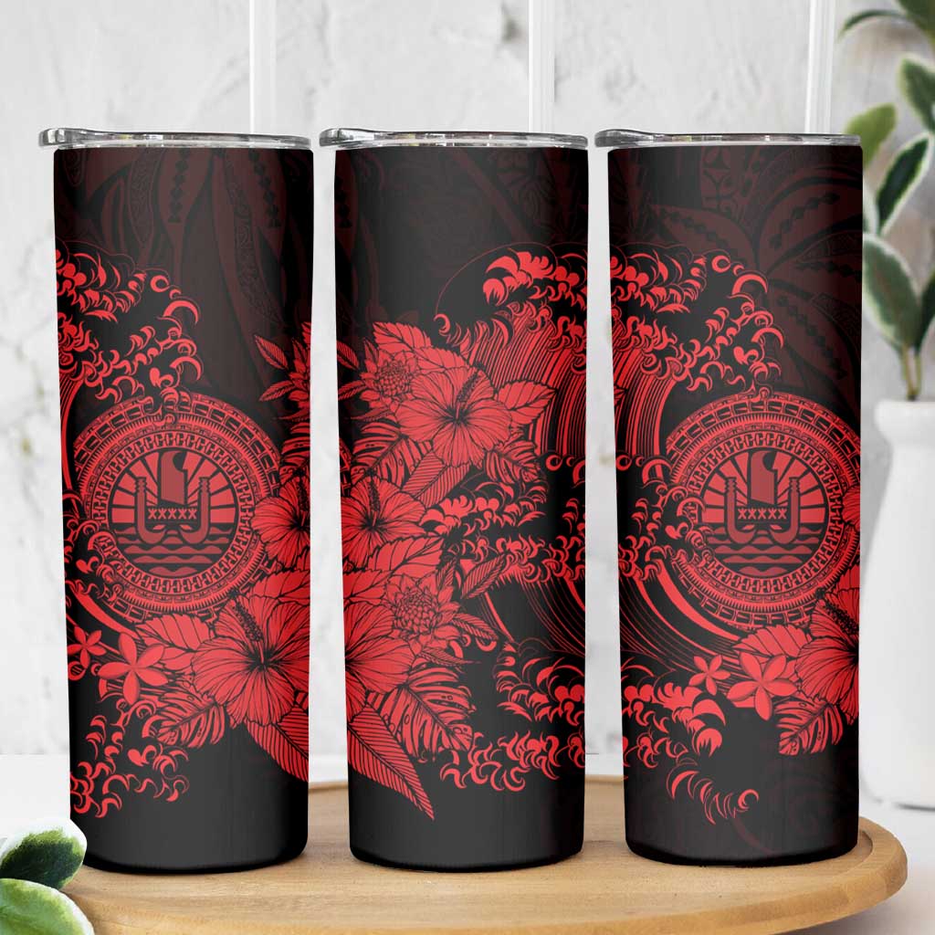 Red Polynesian Tahiti Island Skinny Tumbler The Wave of Water