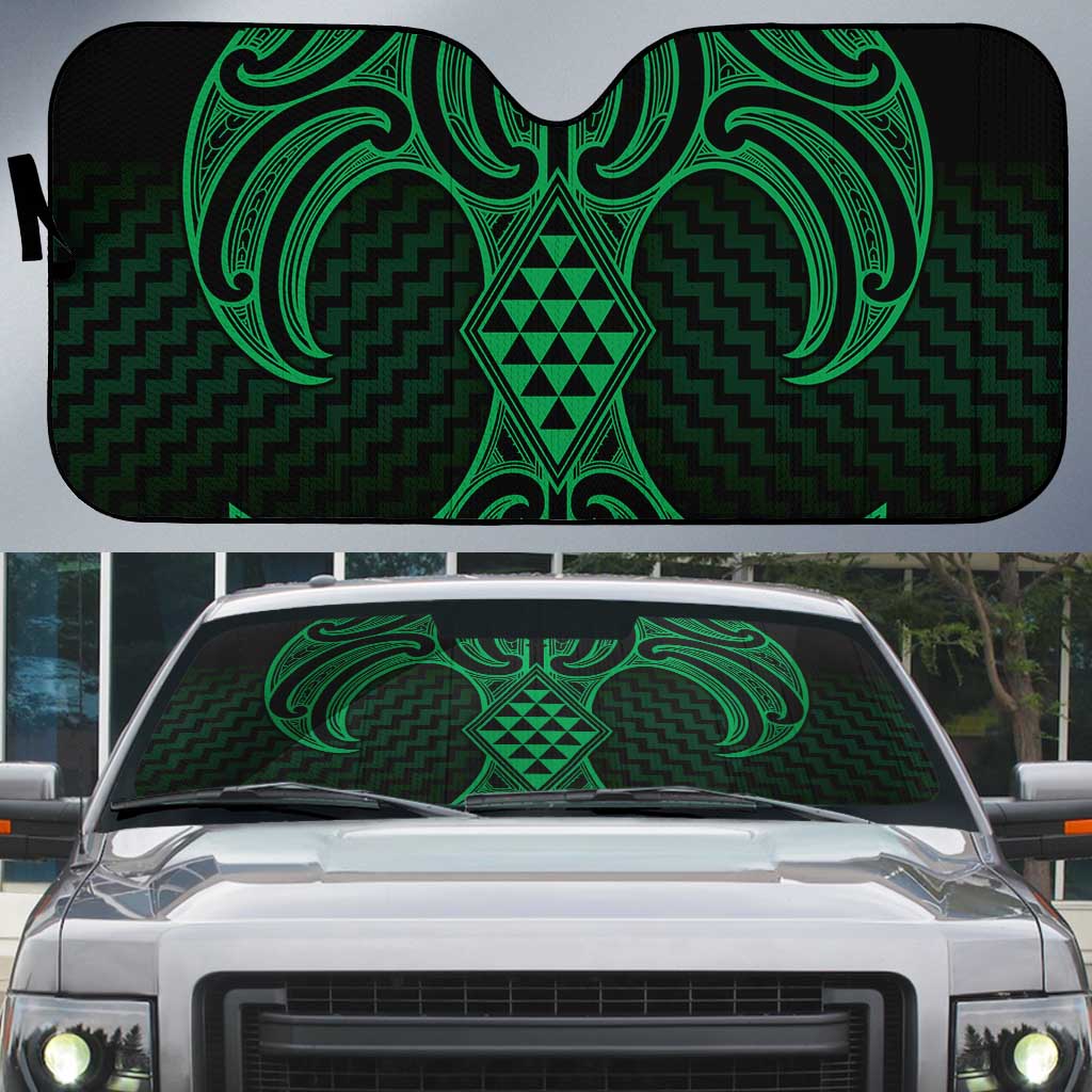 Kakariki Maori Ta Moko Poutama Art Auto Sun Shade - Polynesian Pride