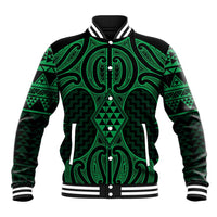 Kakariki Maori Ta Moko Poutama Art Baseball Jacket LT9 Unisex Green - Polynesian Pride