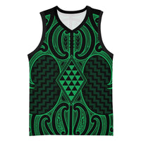 Kakariki Maori Ta Moko Poutama Art Basketball Jersey - Polynesian Pride