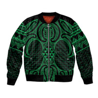 Kakariki Maori Ta Moko Poutama Art Bomber Jacket LT9 Unisex Green - Polynesian Pride