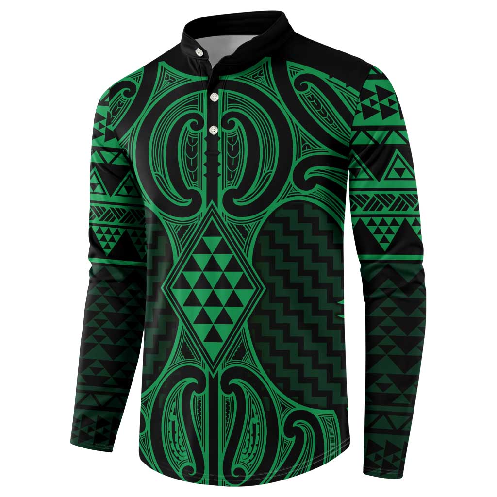 Kakariki Maori Ta Moko Poutama Art Button Sweatshirt LT9 - Polynesian Pride