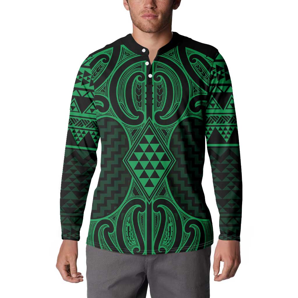 Kakariki Maori Ta Moko Poutama Art Button Sweatshirt LT9 - Polynesian Pride