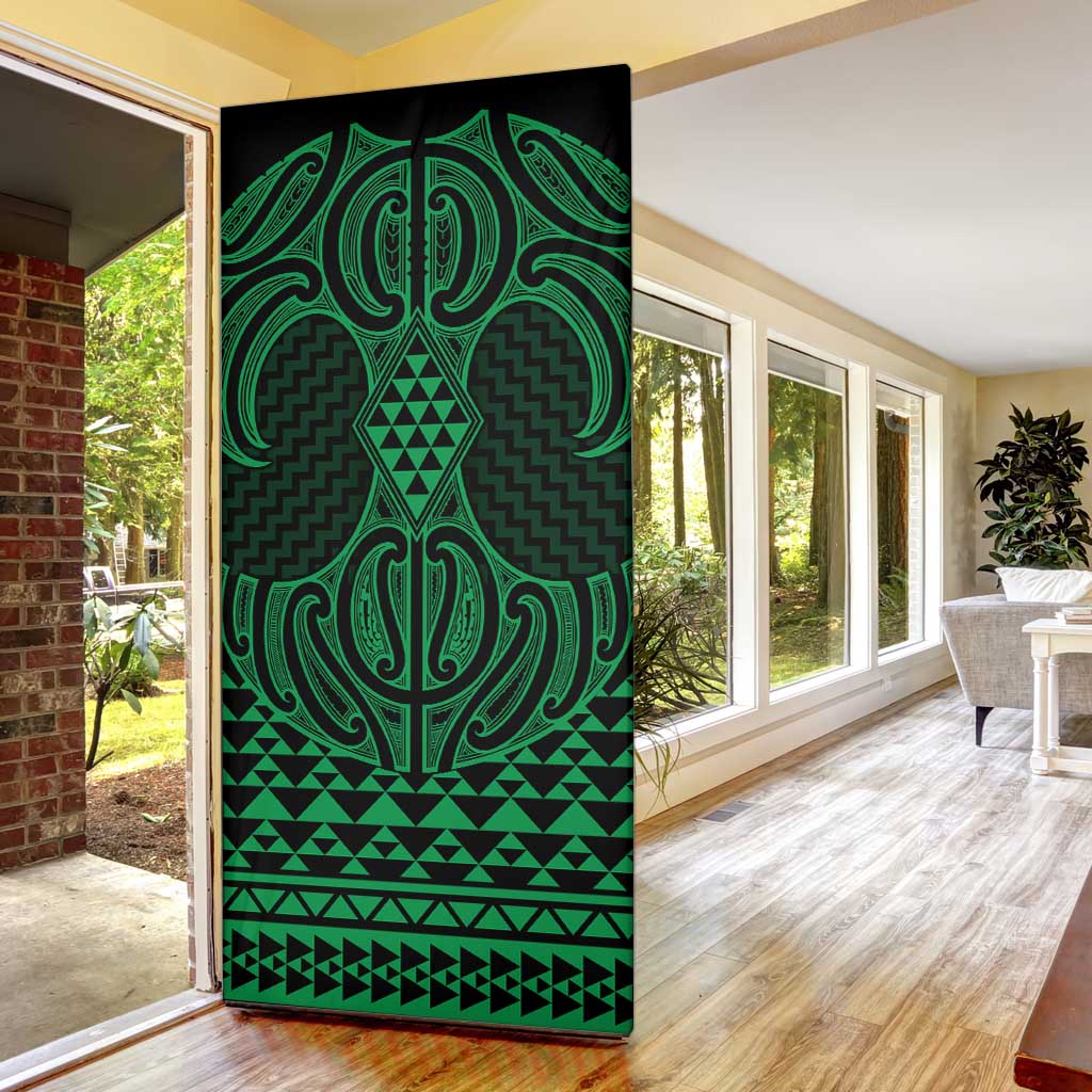 Kakariki Maori Ta Moko Poutama Art Door Cover - Polynesian Pride