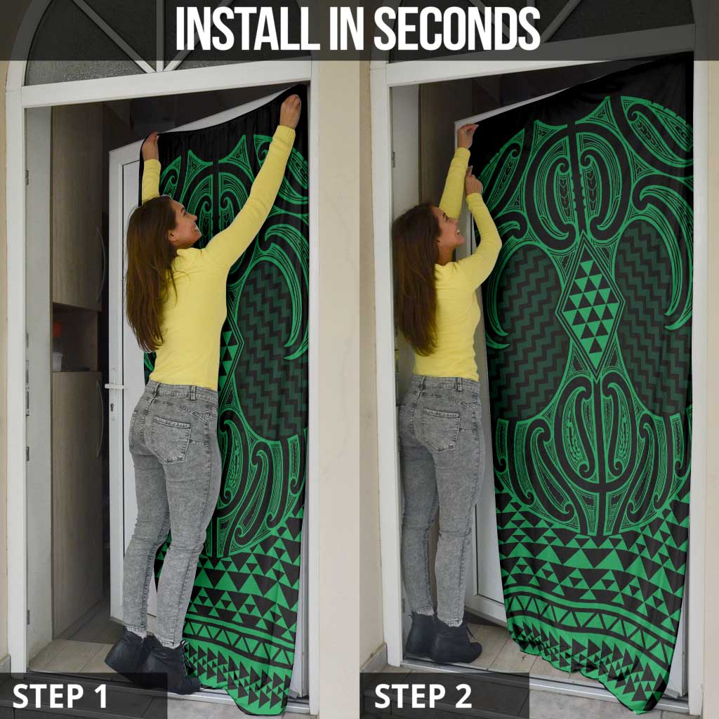 Kakariki Maori Ta Moko Poutama Art Door Cover - Polynesian Pride