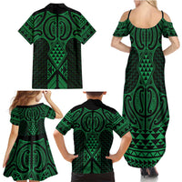Kakariki Maori Ta Moko Poutama Art Family Matching Summer Maxi Dress and Hawaiian Shirt