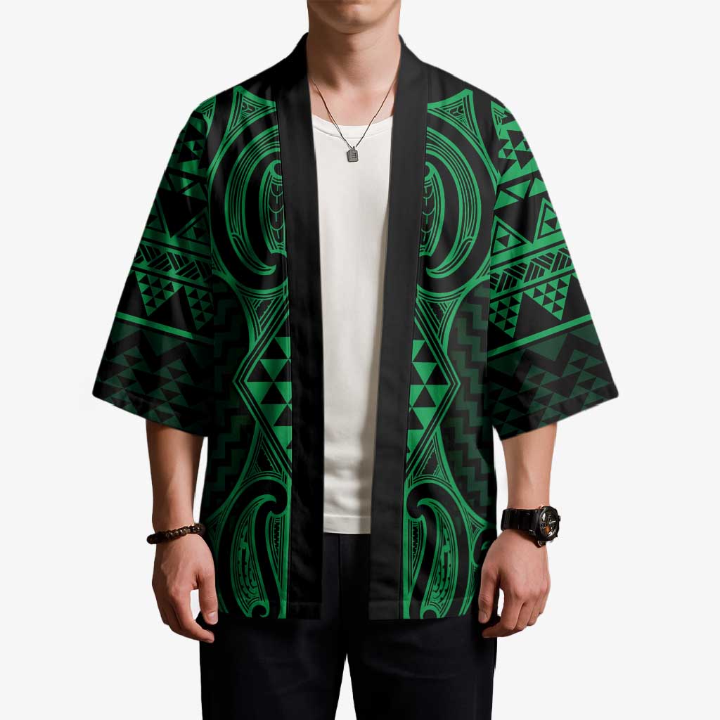 Kakariki Maori Ta Moko Poutama Art Kimono - Polynesian Pride