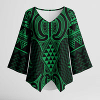 Kakariki Maori Ta Moko Poutama Art Kimono Sleeve Blouse - Polynesian Pride