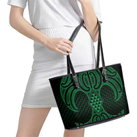 Kakariki Maori Ta Moko Poutama Art Leather Tote Bag