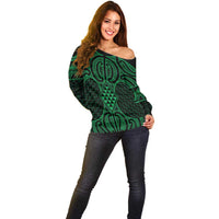 Kakariki Maori Ta Moko Poutama Art Off Shoulder Sweater