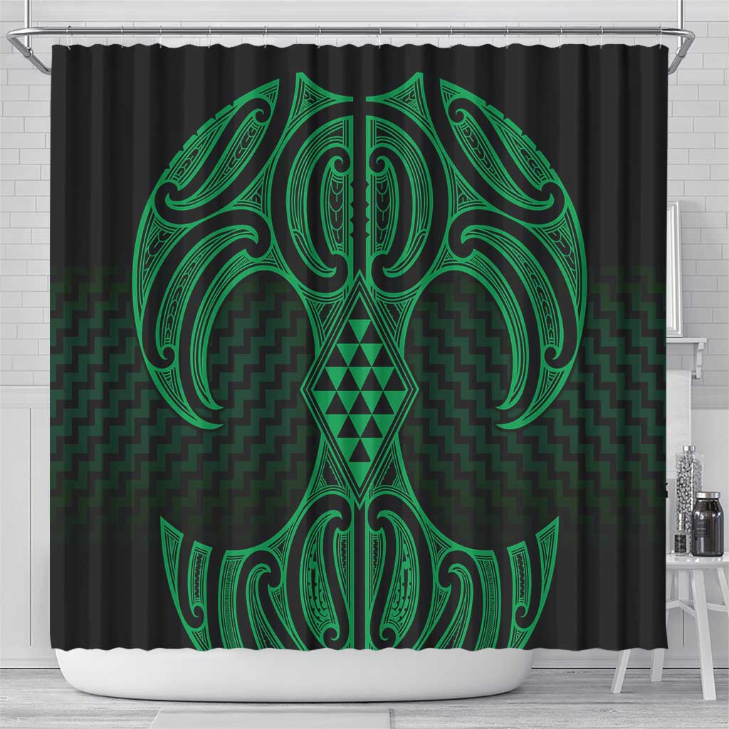 Kakariki Maori Ta Moko Poutama Art Shower Curtain