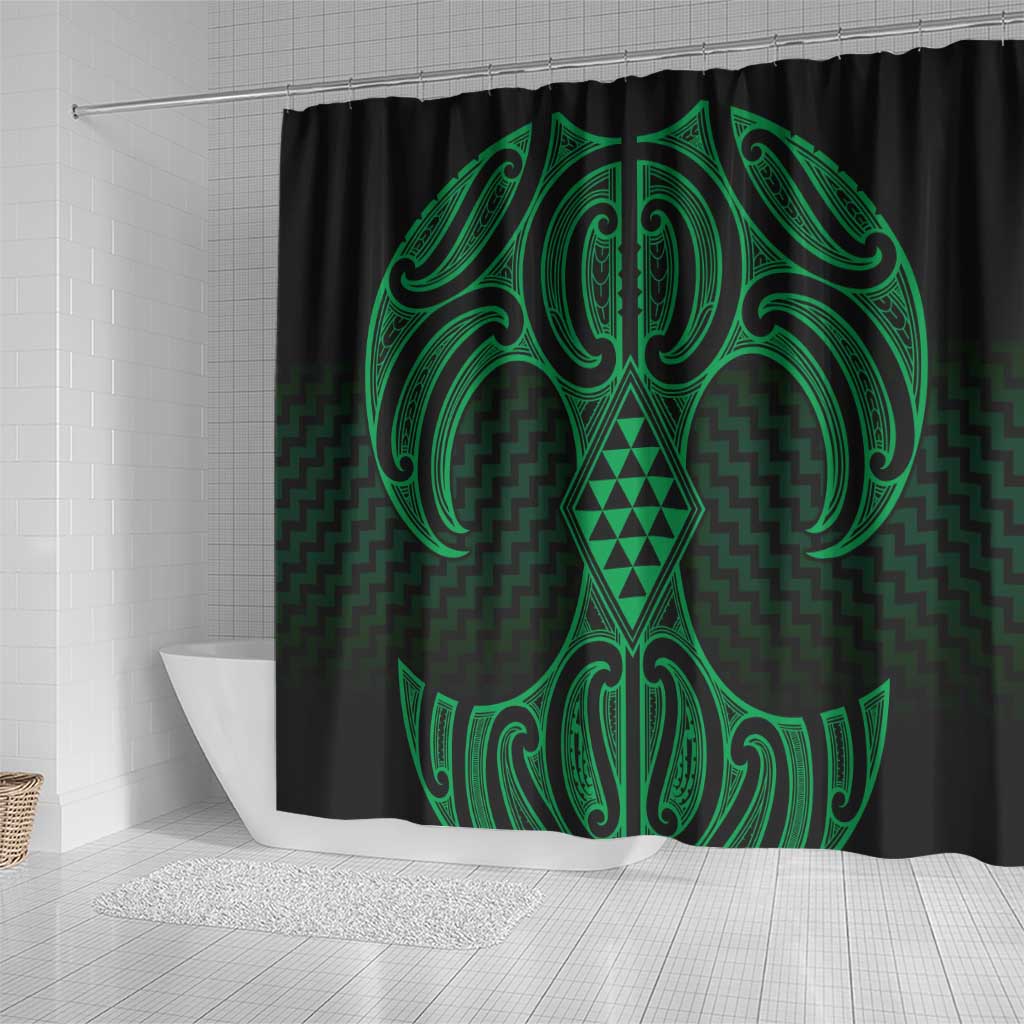 Kakariki Maori Ta Moko Poutama Art Shower Curtain