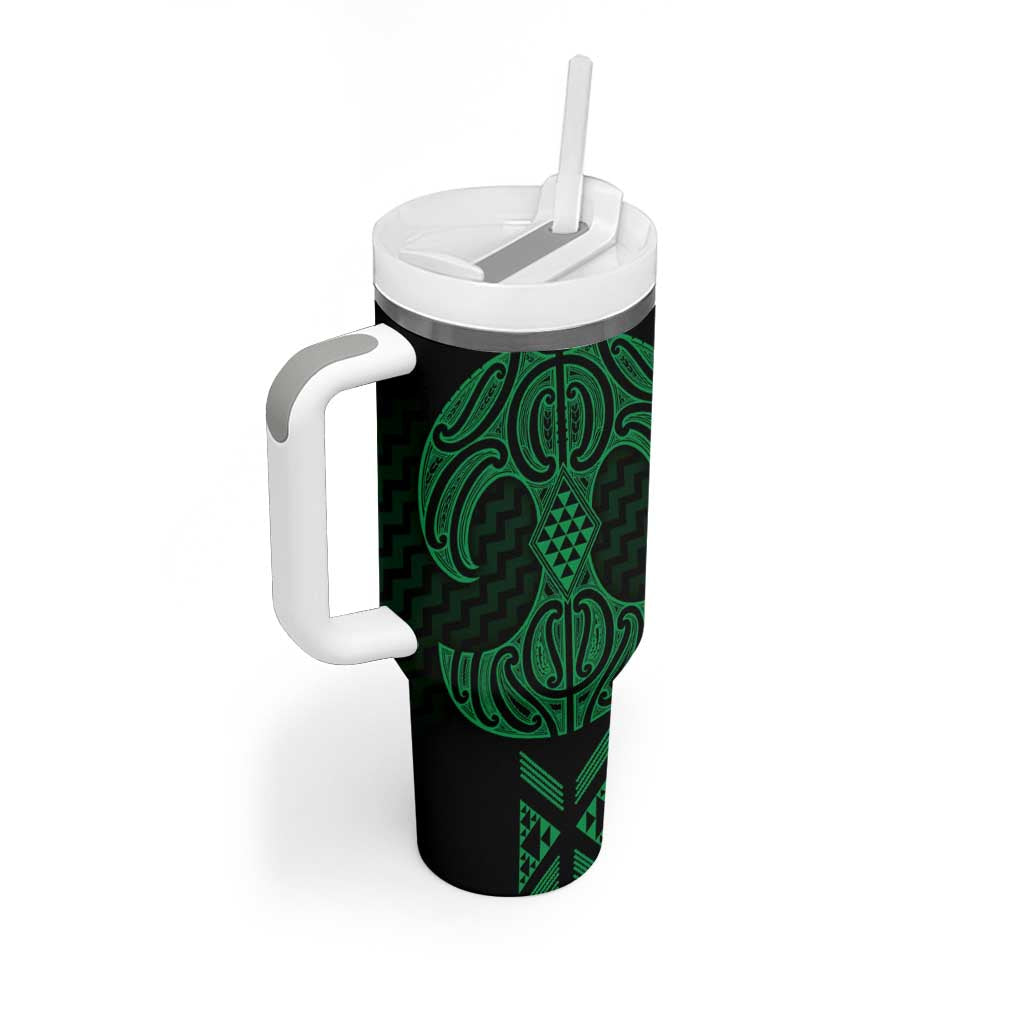Kakariki Maori Ta Moko Poutama Art Tumbler With Handle