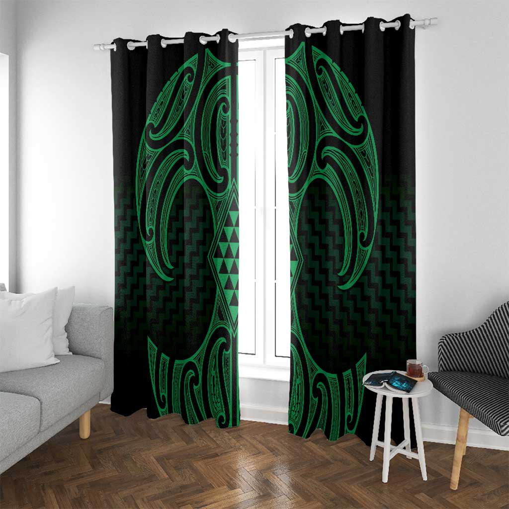 Kakariki Maori Ta Moko Poutama Art Window Curtain