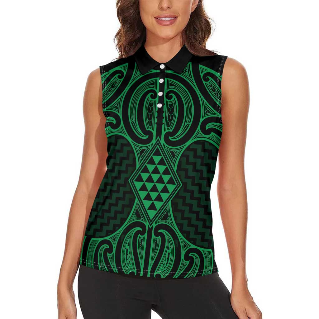 Kakariki Maori Ta Moko Poutama Art Women Sleeveless Polo Shirt