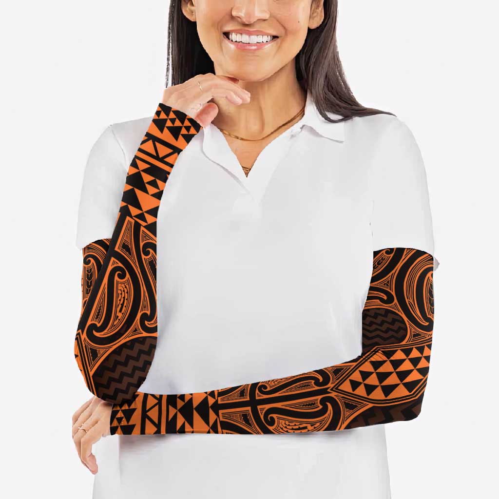 Karaka Maori Ta Moko Poutama Art Arm Sleeves - Polynesian Pride
