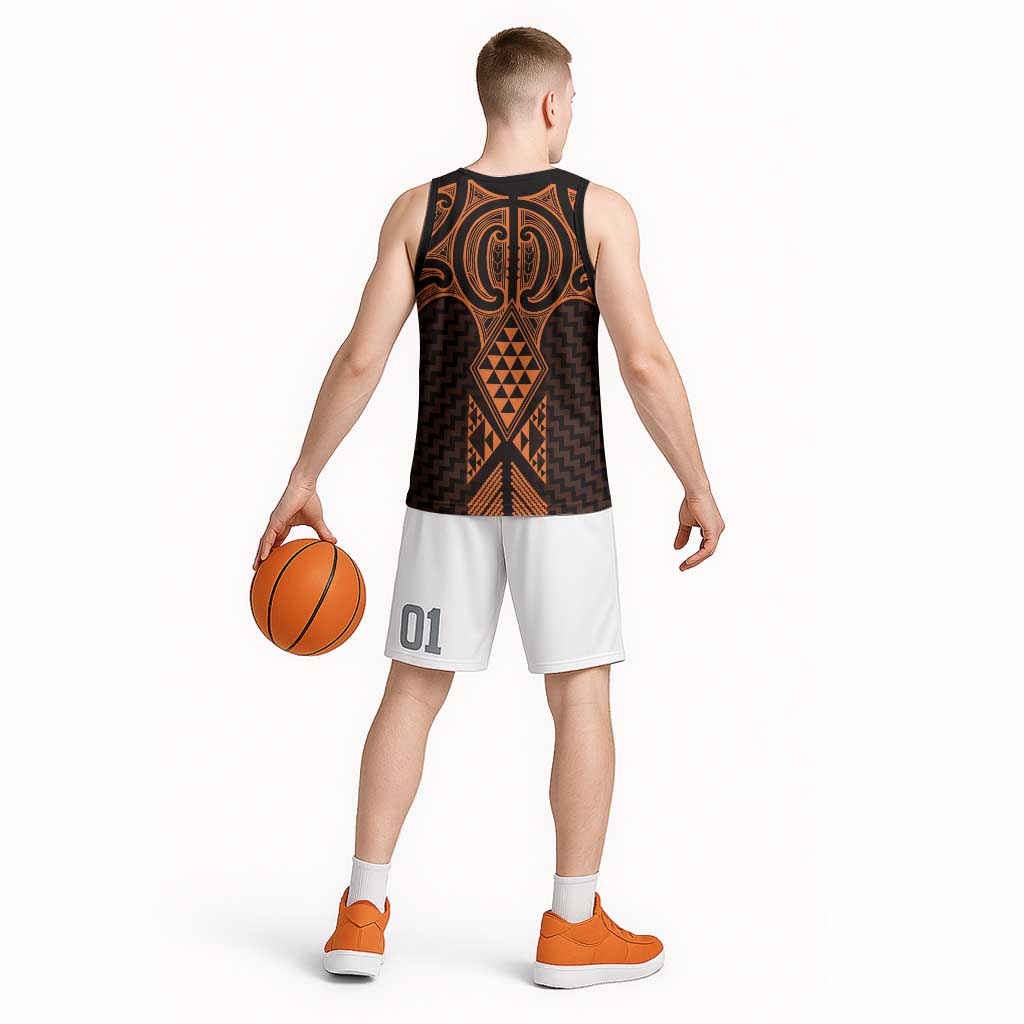 Karaka Maori Ta Moko Poutama Art Basketball Jersey - Polynesian Pride