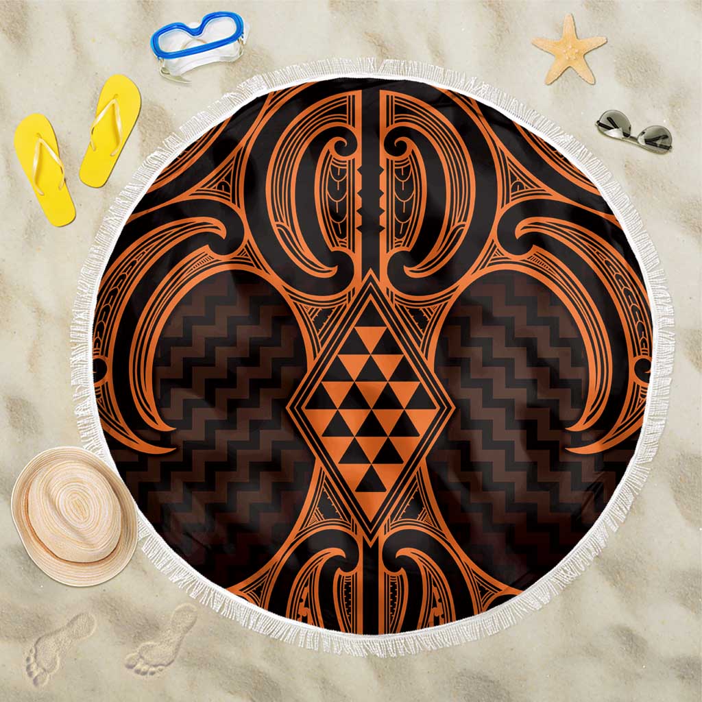 Karaka Maori Ta Moko Poutama Art Beach Blanket