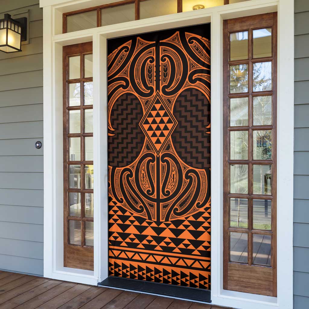 Karaka Maori Ta Moko Poutama Art Door Cover - Polynesian Pride