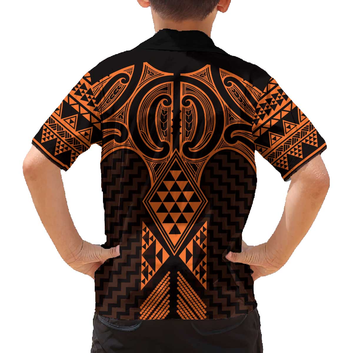 Karaka Maori Ta Moko Poutama Art Family Matching Off The Shoulder Long Sleeve Dress and Hawaiian Shirt