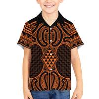 Karaka Maori Ta Moko Poutama Art Family Matching Off The Shoulder Long Sleeve Dress and Hawaiian Shirt