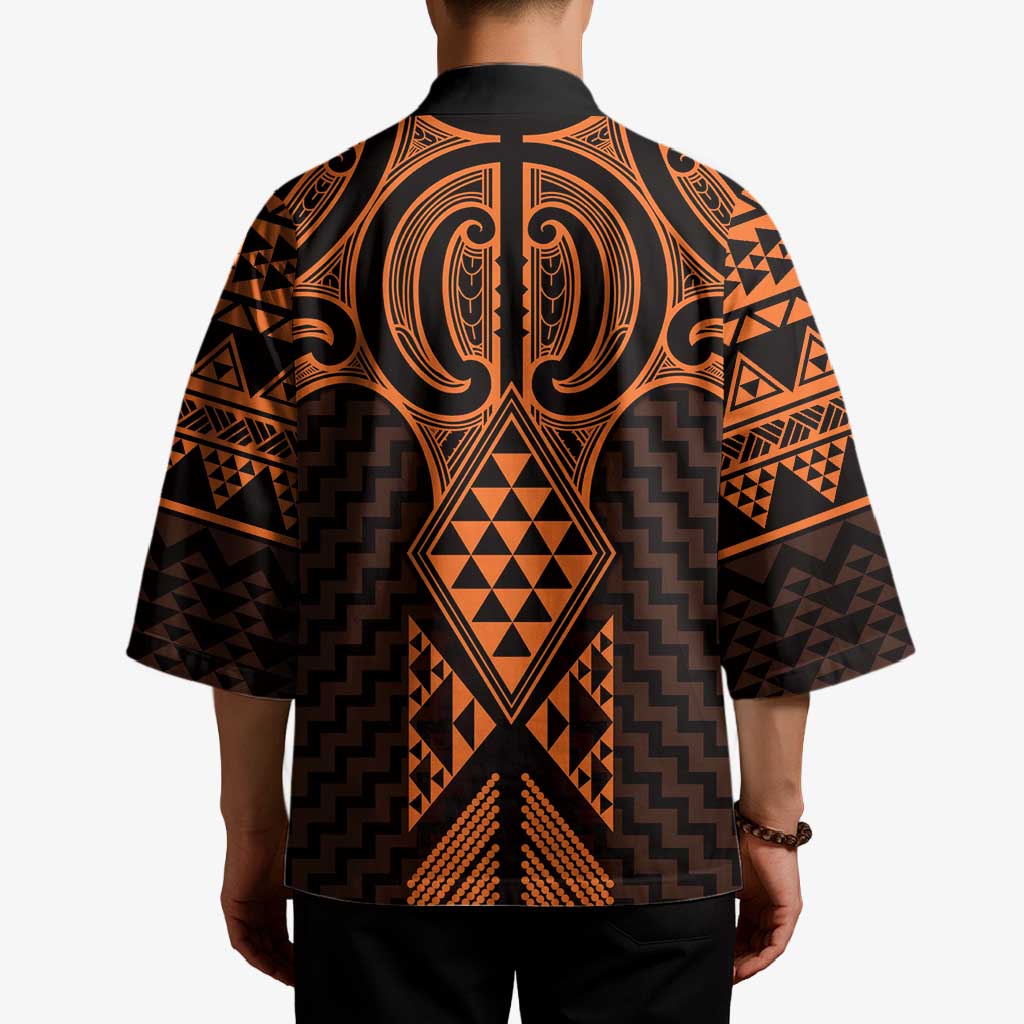 Karaka Maori Ta Moko Poutama Art Kimono - Polynesian Pride