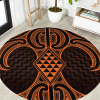 Karaka Maori Ta Moko Poutama Art Round Carpet