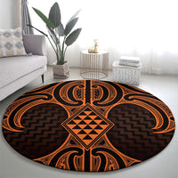 Karaka Maori Ta Moko Poutama Art Round Carpet