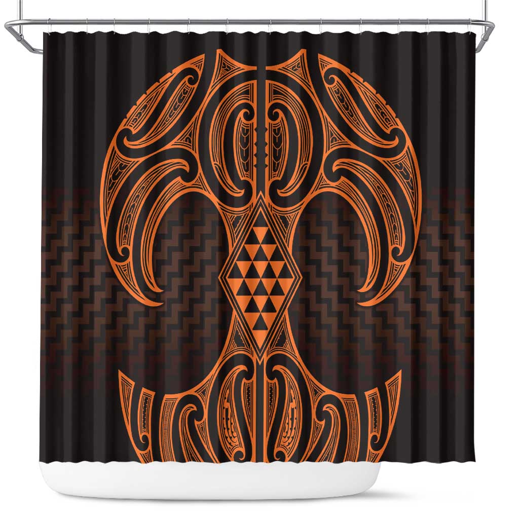 Karaka Maori Ta Moko Poutama Art Shower Curtain LT9 Gold - Polynesian Pride