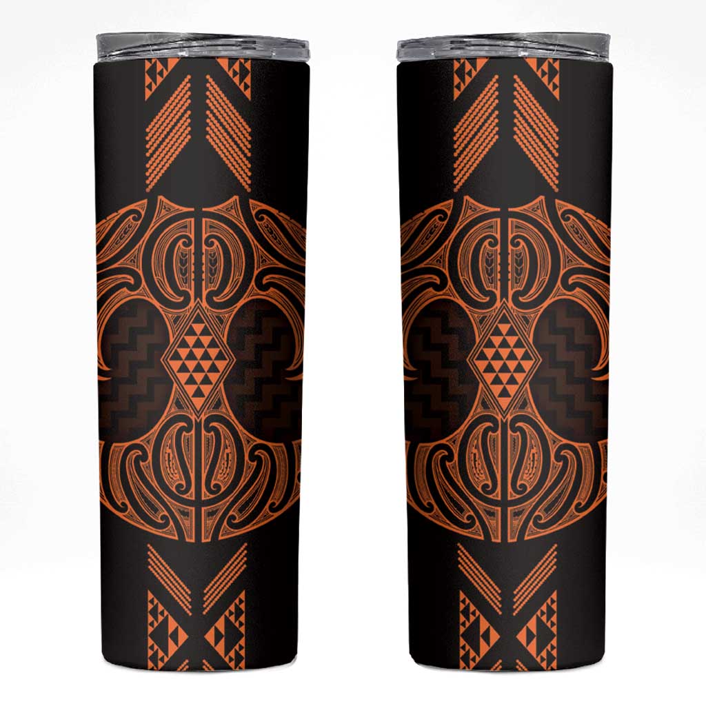 Karaka Maori Ta Moko Poutama Art Skinny Tumbler LT9 Gold - Polynesian Pride
