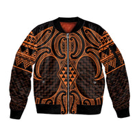 Karaka Maori Ta Moko Poutama Art Sleeve Zip Bomber Jacket LT9 Unisex Gold - Polynesian Pride